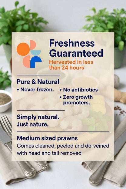 Medium sized Prawns - Cleaned & De-veined